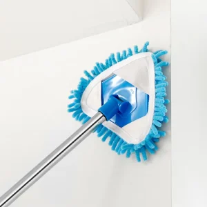 Flat Triangle Dust Mop with 360-Degree Rotation and Adjustable Ceiling Cleaning Handle