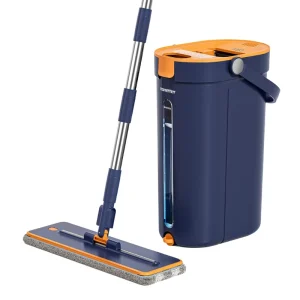Flat Twist Mop 360 Rotating Steel Pole Household Floor Cleaning Mop