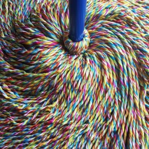 Flex Mop with Reusable Microfiber Striped Head, Iron Handle, and Dry-Wet Cleaning Design