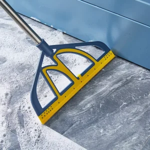 Flexible Floor Squeegee with Stainless Steel Handle and Non-Scratch Silicone Blade for Bathroom and Tile Cleaning