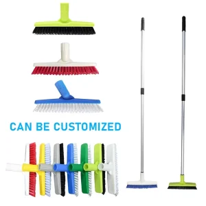 Floor Brush with Extra-Long Handle for Hard Floors, Corners, and Grout