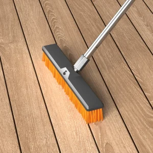 Floor Brush with Stick for Rough Surfaces, Outdoor Street Cleaning Broom