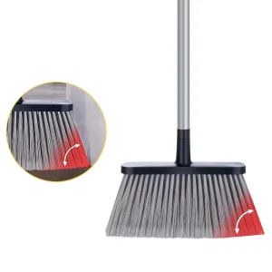 Floor Cleaning Broom and Dustpan Set with Flexible Soft Nylon Bristles
