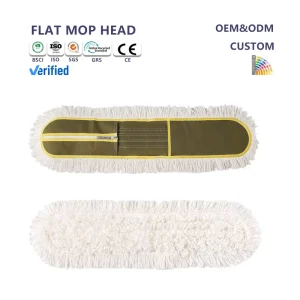 Floor Cleaning Cotton Polyester Flat Mop Head for Hotels, Schools, Gyms, and Large Areas