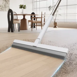 Floor Cleaning Squeegee with Rubber Tweezers, Pet Hair and Dust Broom, Plastic Scraper, Stainless Steel Handle
