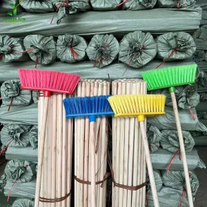 Floor Cleaning Sweeping Brush with Plastic Broom Head and 120 cm Wood Stick