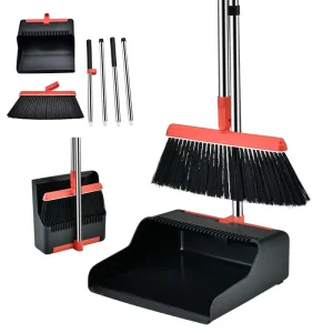 Floor Cleaning Tools Long Handle 180 Degree Rotatable Broom Dustpan Combo Set Stand Up Broom and Dustpan Set