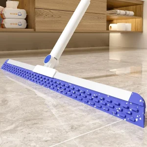 Floor Squeegee Broom with Rubber Scrubbing Teeth 2-in-1 Silicone Broom