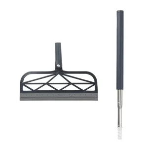 Floor Squeegee with Telescopic Stainless Steel Handle, Hollow Frame, and Silicone Water Wiper for Bathroom