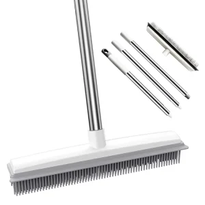 Floor Tile Cleaning Long Handle 2-in-1 Squeegee Broom Floor Scrub Brush