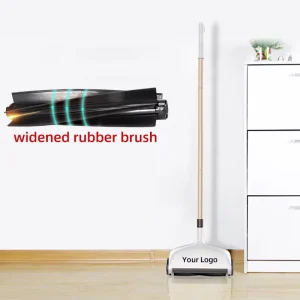Floor and Carpet Manual Sweeper with Large Rotating Rubber Roller Brush