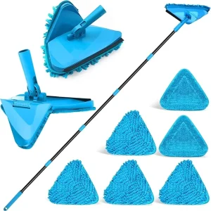 Floor and Wall Cleaner Mop with Five Mop Heads and Mop Holder