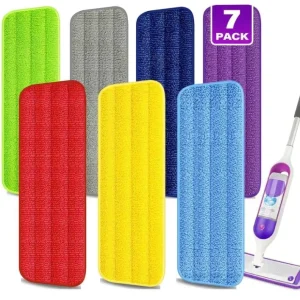 Foldable Aluminum Pole Flat Mop with Microfiber Replacement Heads, Water Spray and Cleaning Cloth