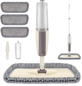 Foldable-Handle Microfiber Wet Spray Mop Set with Reusable Washable Wood Floor Mop Pads