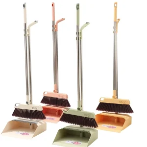 Foldable Kitchen Broom and Dustpan Set with Long Handle