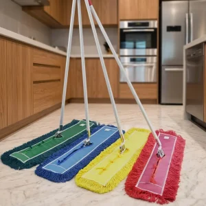 Foldable Lightweight Multi-Size Color-Coded Dust Mop with Telescopic Handle for Home and Office
