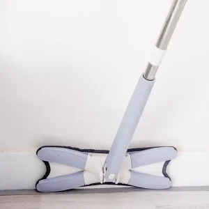 Foldable Microfiber Squeeze Mop Stainless Steel Telescopic Plastic Basket Butterfly Design for Home Office Cleaning