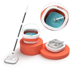 Foldable Mop Bucket Set with Spin Dryer and Flat Mop