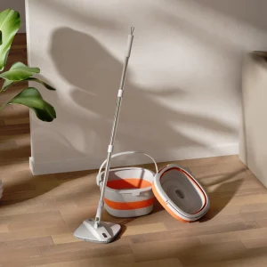 Foldable Stainless Steel Mop Bucket with Self-Wringing Design