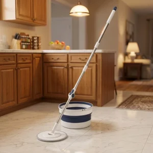 Foldable Steel Pole Flat Mop with Microfiber Mop Head Self Wringer Durable Design Easy to Use for Home & Office Cleaning