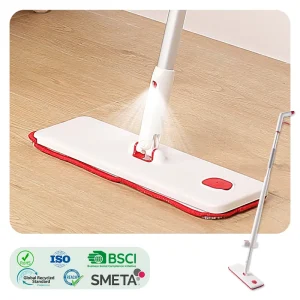 Foldable Water Squeeze Spray Mop with Microfiber Head, Dry and Wet Cleaning, and 2 Mop Heads