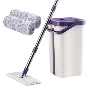 Folding Plastic Microfiber Spin Flat Mop with Bucket and Wringer
