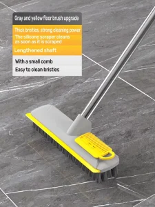 Fonoran Newest 2 in 1 Floor Scrub Gap Brush Broom Brush Plastic Floor Cleaning Sweeping Broom Scrubbing Brush