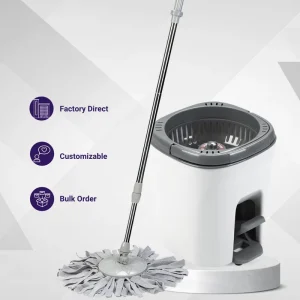 Foot Pedal Self Wringing Single Bucket and Mop Set Microfiber Mop Head for Floor Cleaning Home Hotel