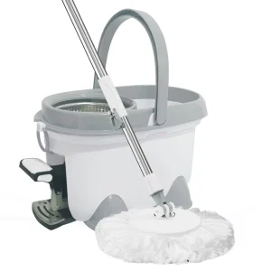 Foot Pedal Spin Mop and Bucket Set with Stainless Steel Wringer