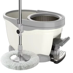 Foot pedal Operated Four wheel Drive Rotating Mop Set with Stainless Steel Wringer Suitable for Happy Mom Brand Cleaning