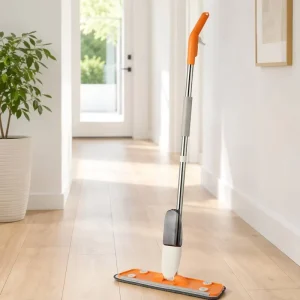 Four Clip Microfiber Spray Mop Stainless Steel Trigger Detachable Water Tank Reusable Durable Flat Mop for Home Cleaning