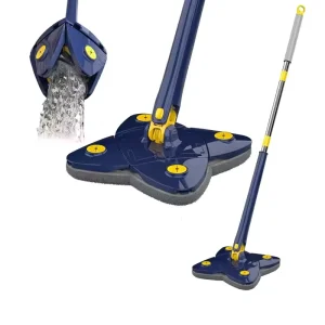 Four-Side Wringing Corner Dust Mop with Stainless Handle for Window and Wall Cleaning