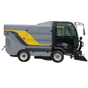 Four-Wheel Sweeper with Dual Vacuum Fans and Filter Cartridges