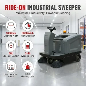 GL4 Ride-On Electric Road Floor Sweeper 48V Battery Powered 8000m2/h Efficiency Street Sweeping Machine for Factory Parking Lot