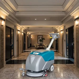 GS400 Industrial Manual Walk Behind Floor Washer & Scrubber with 900W Motor for Cold Water Cleaning on Hardwood Floors
