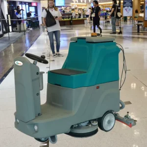 GS660 Electric Ride On Floor Scrubber Machine with Side Brush 1600W 2*12V/120AH Battery