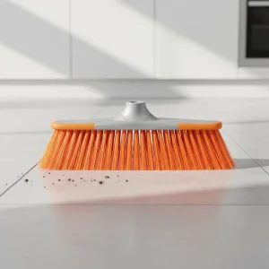 Garden Push Floor Sweeper Broom with Dustpan, Plastic PET Broomstick and Pet Fiber