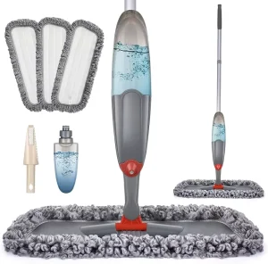 Gray Microfiber Spray Floor Mop with 3 Washable Pads for Dry and Wet Cleaning