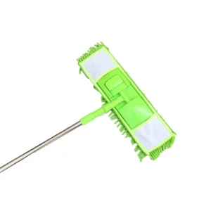 Green Chenille Microfiber Mop with Steel Pole and Self Wringer for Wooden Floor Cleaning