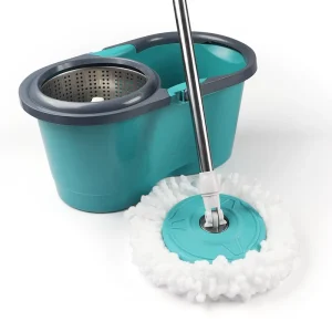 Green Thickened Material Tornado Round Mop Squeeze 360 Rotating Spin Hands Free Washing Good for Household Cleaning