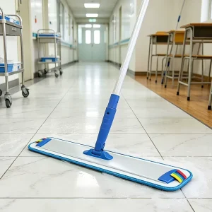 HACCP-Compliant Color-Coded Microfiber Flat Mop System for Professional Janitorial Services