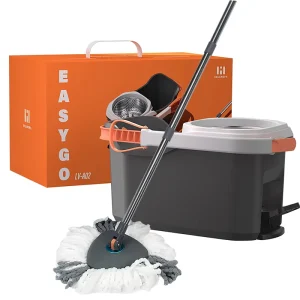 HOLAMOPA OEM 360 Rotating Triangle Spin Mop Bucket Set with Wheels Foot Pedal Wringer Microfiber Floor Cleaning Mop