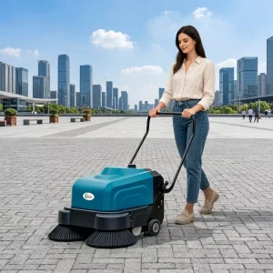 HS1000 Electric Walk-Behind Street Sweeper with Side Brush and Battery-Powered Road Sweeping Machine