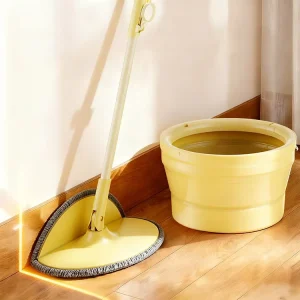 Hand Free Corner Cleaning Magic Mop With Space Saving Collapsible Bucket 360 Spin Quick Wring 75% Microfiber Floor Mop Set