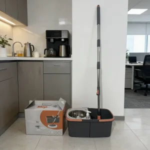Hand Free Microfiber Spinning Folding Bucket Mop with 360 Spin High Capacity Lightweight Reusable for Household Cleaning