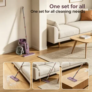 Hand Free Rotating Mop with Automatic Squeeze Bucket for Household Cleaning Flat Mop Manufacturer