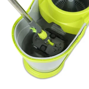 Hand Free Self Wringer Spin Mop and Bucket Set with 2 Mop Heads Microfiber Fabric 360 Degree Rotating Flat Mop