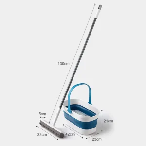 Hand-Free Wet and Dry Sponge Mop and Bucket Set with Folding Bucket