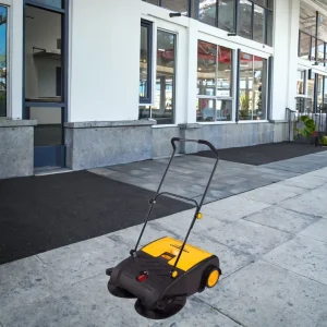 50L Manual Floor Sweeper with Dust Container Water Bottles & Leaves Cans for Cleaning
