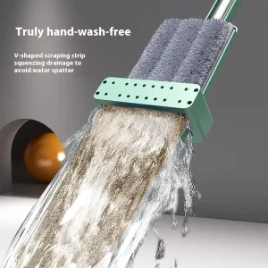 Hand-Press Flat Mop with Ultrafine Fiber Head for Floors and Windows